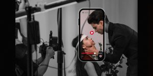 A phone screen shows the vertical drama aspect ratio compared to a typical horizontal shoot.